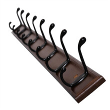 Wall Mounted Coat Rack with 8 Black Hooks Rustic Wooden Hanger for Entryway Bathroom Towels Clothes Hats Bags