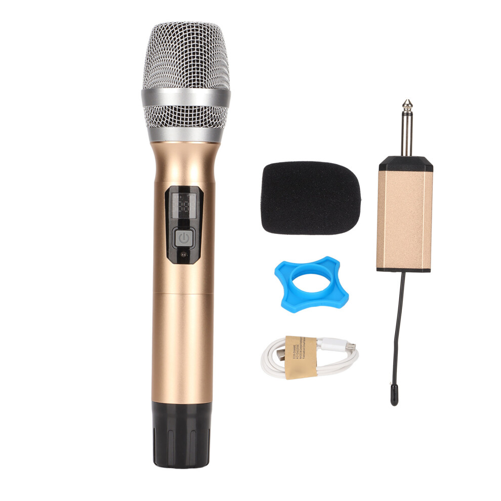 Professional Uhf Cordless Dynamic Mic, Stable Signal For Meeting Party Church Dj Wedding With Rugged Metal Structure (Gold) Gold 9138057327137