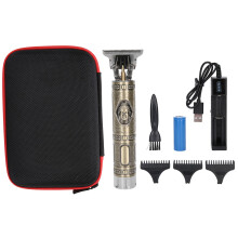 Cortapelos retro para hombre con apariencia metálica, cuerpo cilíndrico, textura en relieve, elegante herramienta de aseo personal con opción de