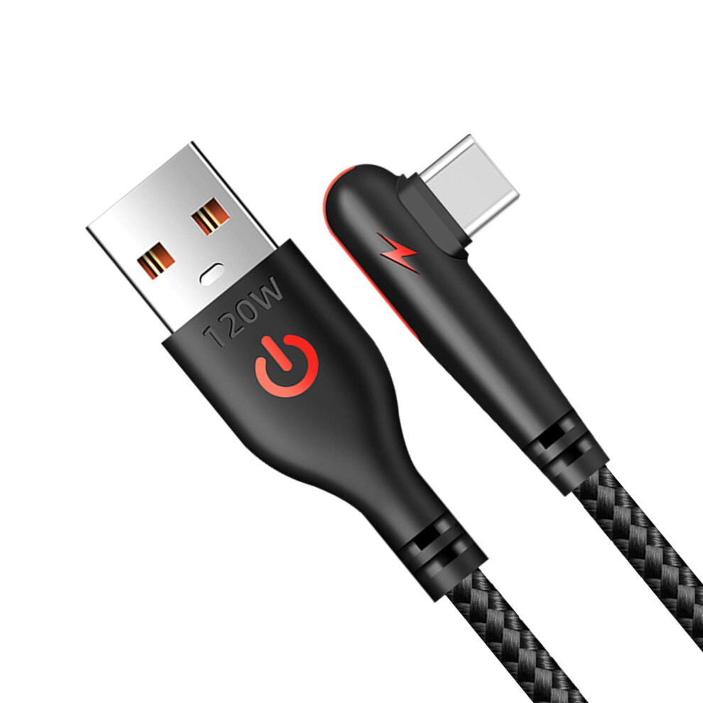 Usb C Fast Charging Cable 120W, 90 Degree Elbow Double Nylon Braided Usb A To Usb C Cord 9094768750179