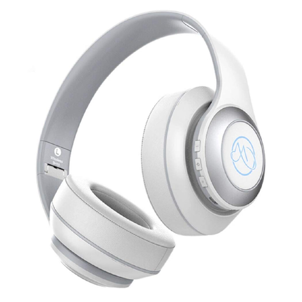 Bluetooth Headphones Led Overear Bluetooth 5.0 Hifi Foldable Headset Builtin Mic Noise Cancelling Wired White 9199774499903