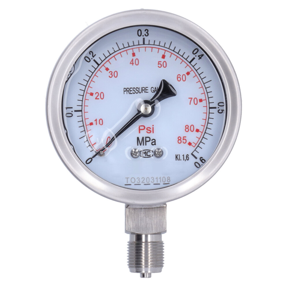 Water Pressure Gauge For Reverse Osmosis System Glycerin Liquid Filled Stainless Steel Case Vacuum Pressure Gauge With Quick Connect Fitting 9423501521699