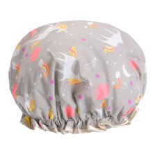 Shower Caps Waterproof Double Layer Bath Cap Hat Sleep Bonnet For Women And Kids Grey