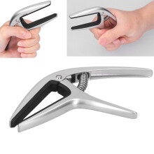 Zinc Alloy Guitar Capo Silica Gel Clamp Silver 10x10cm Ergonomic