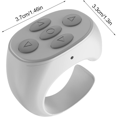 Remote Control Scroll Ring Wireless Camera Remote Video Recording White Compact Smart Ring Social Media Scrolling 2