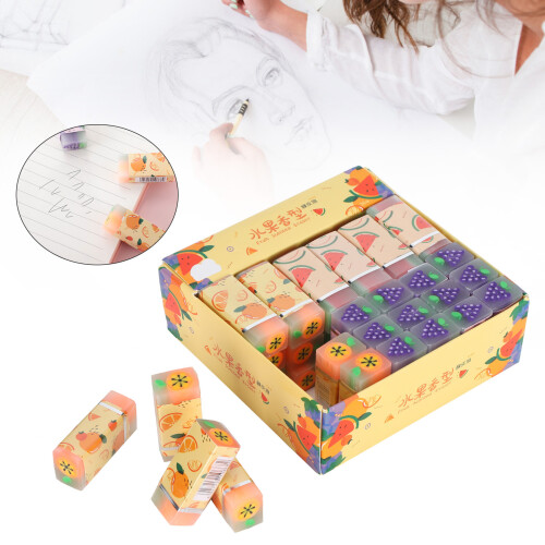Fragrant Cartoon Fruit Erasers 36pcs - Ideal for Students & Office Use 2