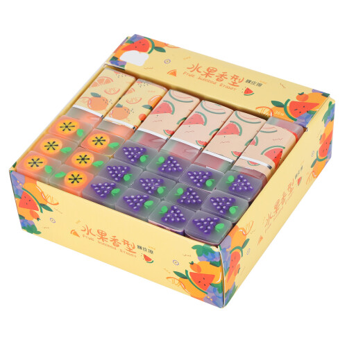 Fragrant Cartoon Fruit Erasers 36pcs - Ideal for Students & Office Use 1