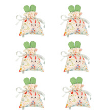 Pack of 6 Elegant Flannel Drawstring Bags Easter Theme-Green