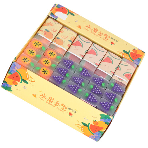 Fragrant Fruit Pattern Eraser Set - 36 Cute Pieces for School & Office Use