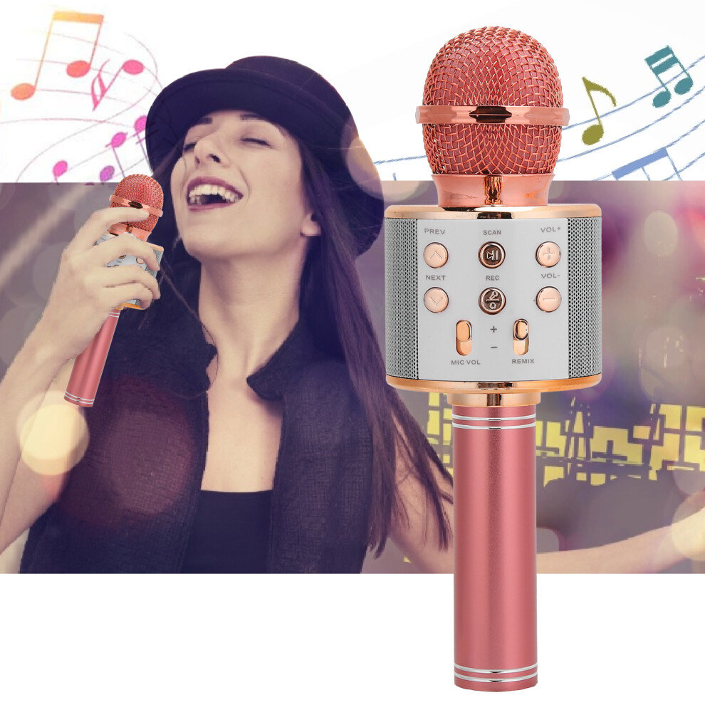 Rose Wireless Microphone & Bluetooth Speaker With Recorder & Selfie Function Gold 8701378511120