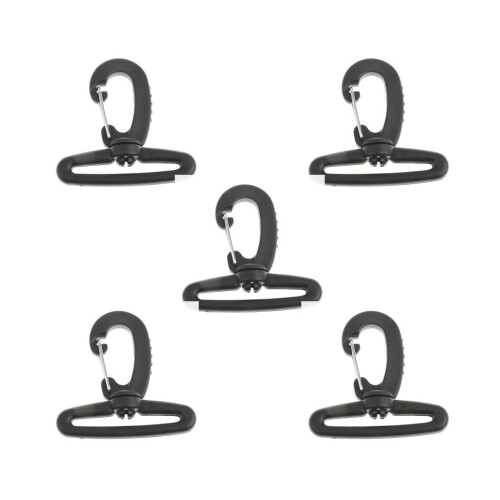 Nylon Swivel Snap Hook Clip 50mm Black 5 Pack Backpack Webbing Buckles