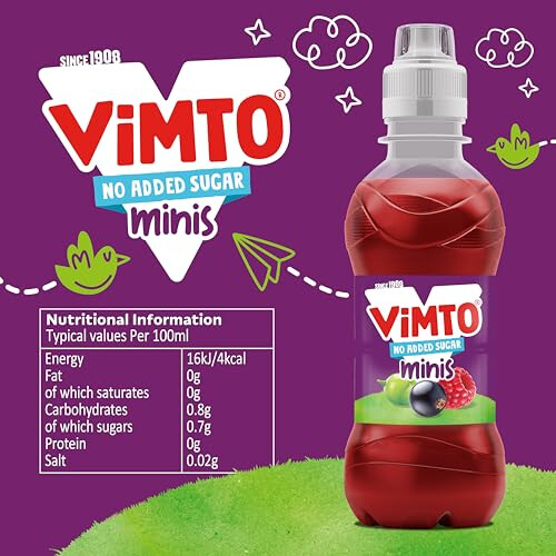Vimto Kids Juice Drink – No Added Sugar – Grape Blackcurrant  Raspberry – V 1