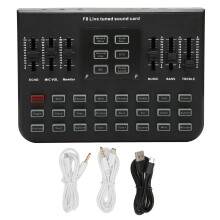 Portable V8 Live Sound Card With Voice Changer And Sound Effects For Home KTV And Live Recording, USB External Audio Mixer With Microphone Volume And