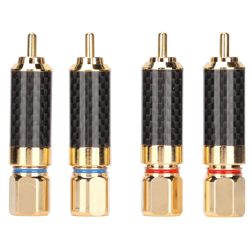Carbon Fiber Shell Rca Plug, Plated Connector For Hifi Sound With Excellent Conductivity And Universal Compatibility, Emi Rfi Interference Reduct Gold 9012494862072