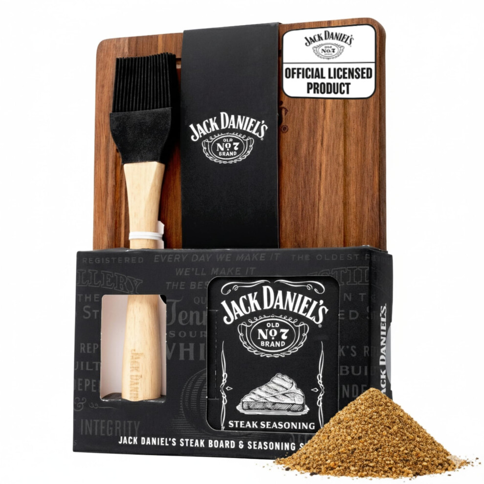 Beams International Jack Daniels Steak Spice Set With Wooden Board 2Oz Steak Seasoning Mix Bas