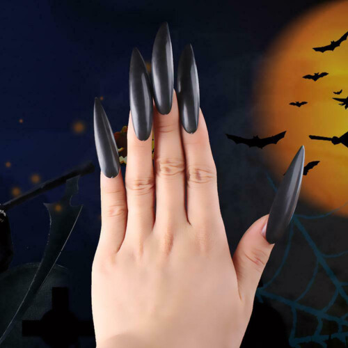 Τεχνητά Νύχια Halloween Witch Ψεύτικες Συμβουλές Νυχιών Πλήρης Κάλυψη Νύχια Στιλέτο με