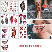 Modische Halloween-Dekoration, realistisch aussehende temporäre Tattoos, sichere, ungiftige, semi-permanente Tinte, einzigartiges Design,
