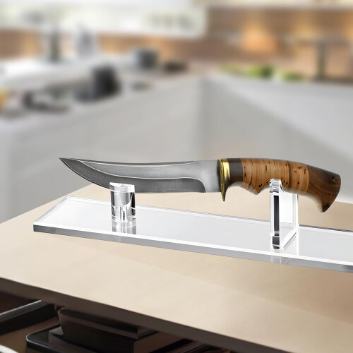 Knife Display Stand Rectangular Base Transparent Or Black Acrylic For Kitchen And Military Knives 2
