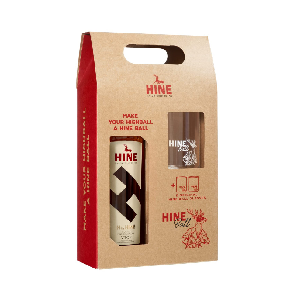 Hine H By Vsop Cognac Gift Pack 1 X 70Cl H By 40 Abv 2 X Hineball Gla