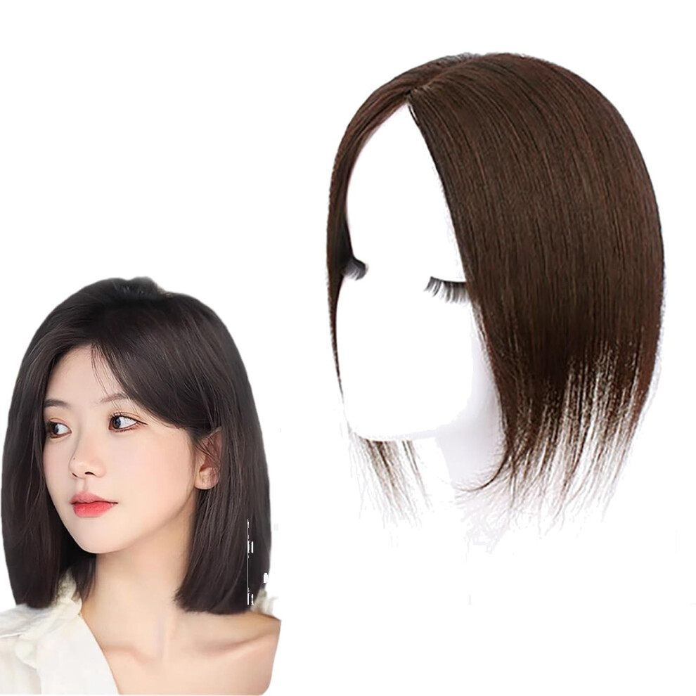 Unisex Brown 100% Real Human Hair Toppers 10Inch Clipin Toupee, 7X9 Cm Mesh Base, Hair Loss, Thinning Hair, Color