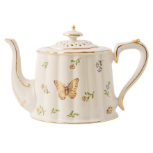 Ceramic Coffee Cup and Saucer Set with Spoon, Vintage Afternoon Tea Kettle, Light Grey Porcelain