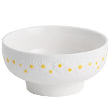 Ceramic Daisy Serving Bowl Embossed Daisy Edge White Round Dinnerware For Soup And Dessert Bowl Ice Cream