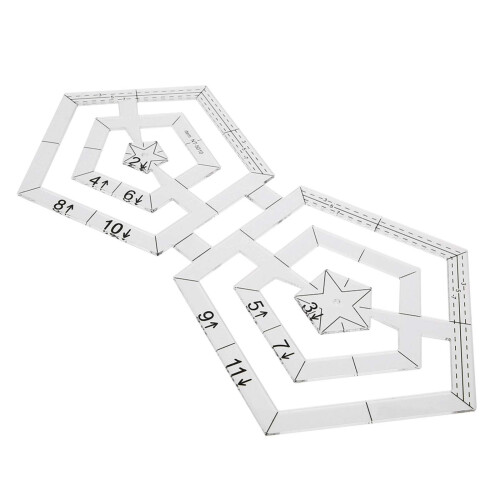 Transparent Template Double Pentagonal Sewing Tools, Pentagon Quilting Rulers, Patchwork Drawing Tool For Patchwork