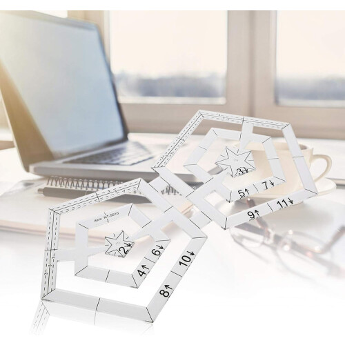 Transparent Template Double Pentagonal Sewing Tools, Pentagon Quilting Rulers, Patchwork Drawing Tool For Patchwork 2
