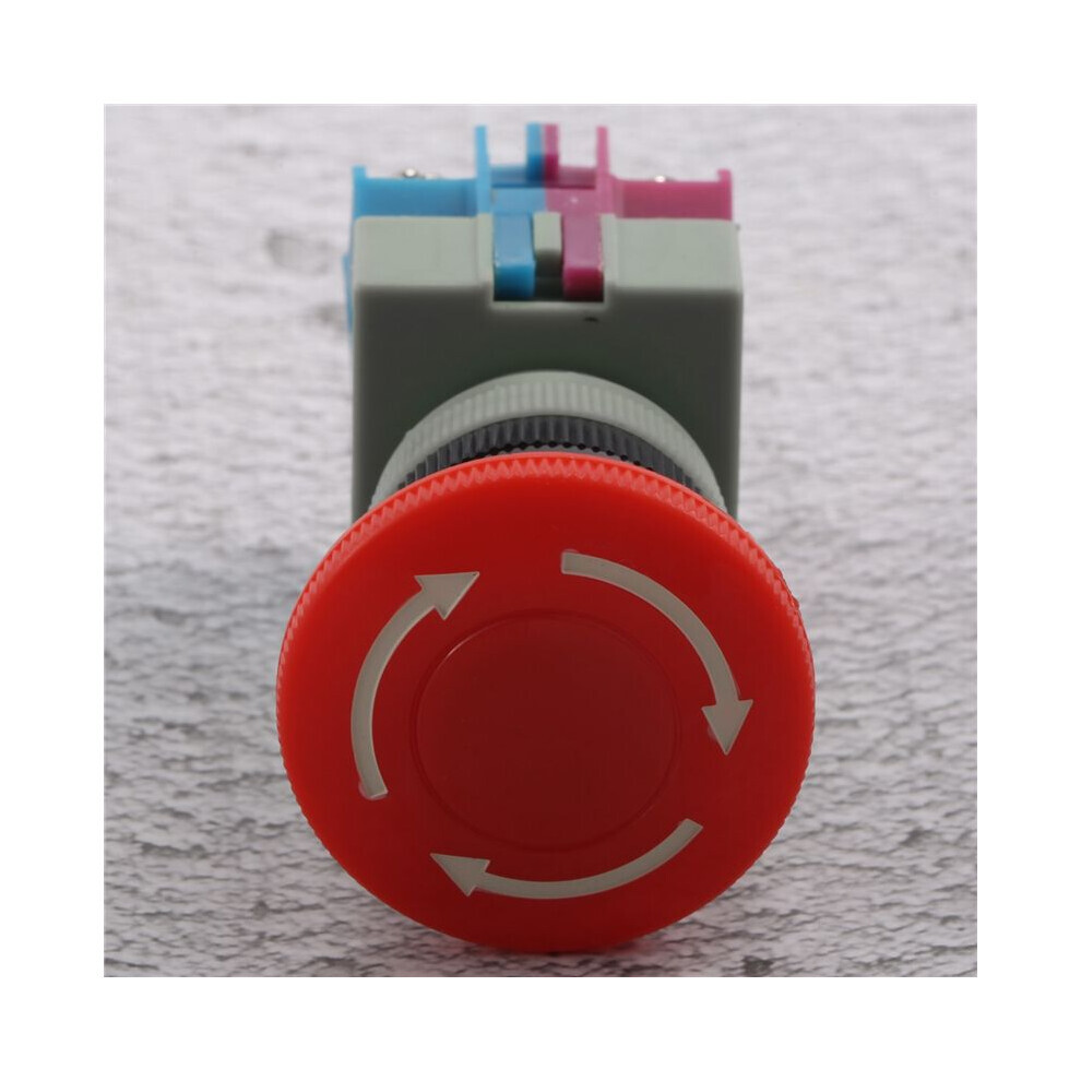 Red Ac 600V 10A Mushroom Emergency Stop Push Button Switch 22Mm No Nc