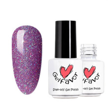 Esmalte em gel iridescente com glitter e brilho arco-íris, cura UV/LED, fórmula de longa duração, fácil de remover, ideal para manicure