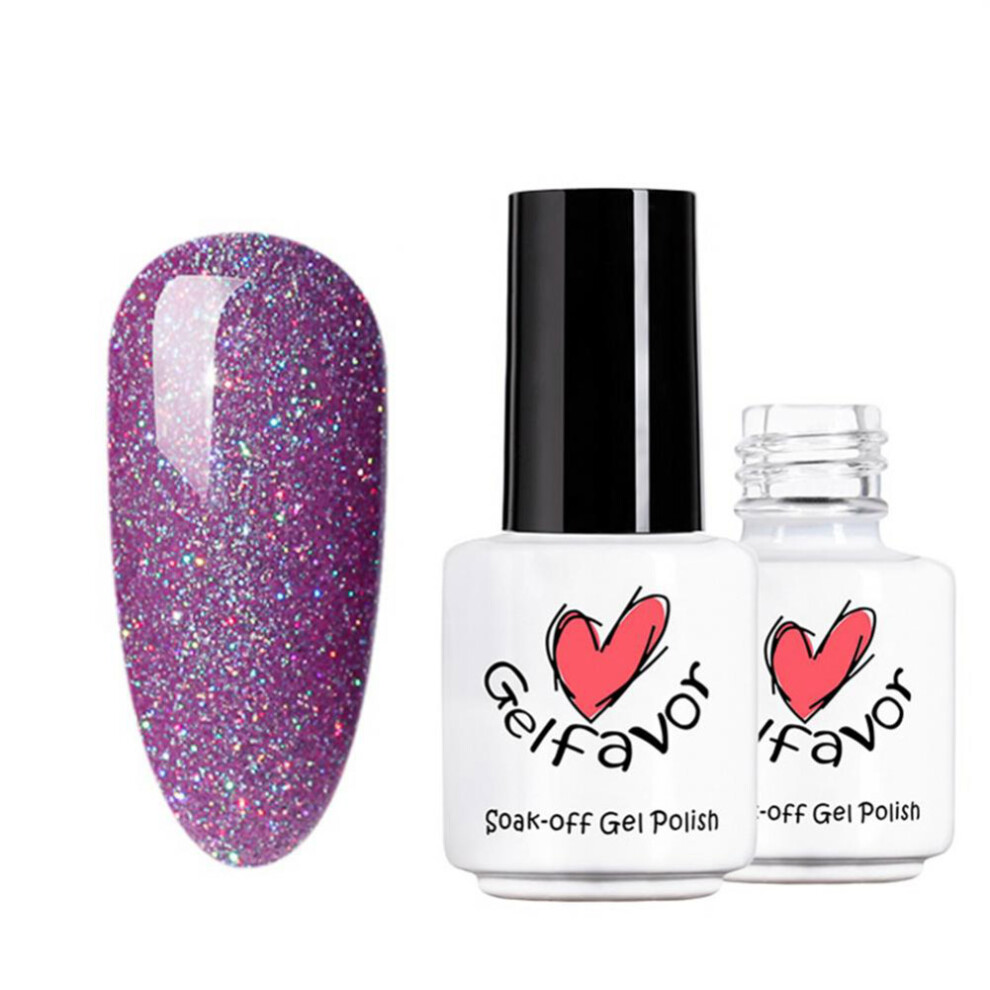 UV Gel Polish With Sparkle Finish, Rainbow Shimmer Effect Iridescent Nail Polish Gel Long Lasting Glitter Gel Polish For At Home DIY Art Manicure Sal