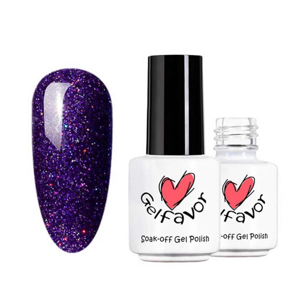 UV Gel Polish With Sparkle Finish, Rainbow Shimmer Effect Iridescent Nail Polish Gel Long Lasting Glitter Gel Polish For At Home DIY Art Manicure Sal