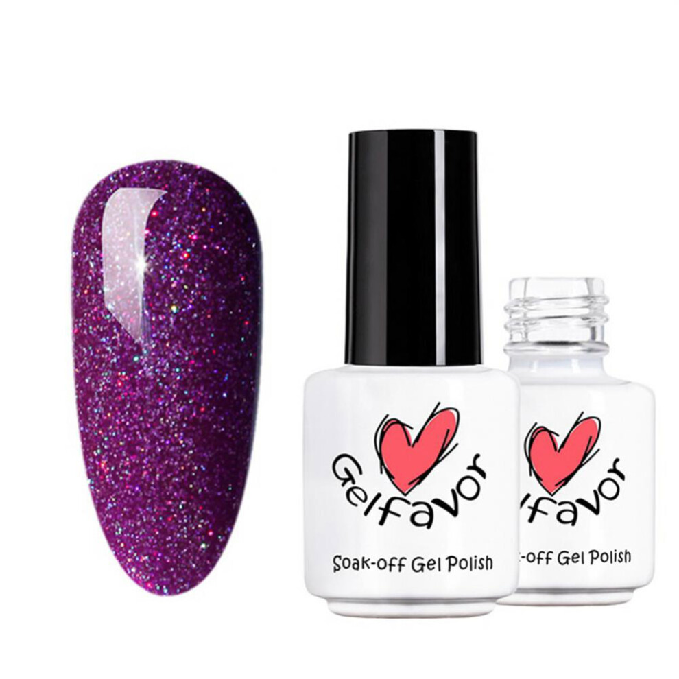 UV Gel Polish With Sparkle Finish, Rainbow Shimmer Effect Iridescent Nail Polish Gel Long Lasting Glitter Gel Polish For At Home DIY Art Manicure Sal