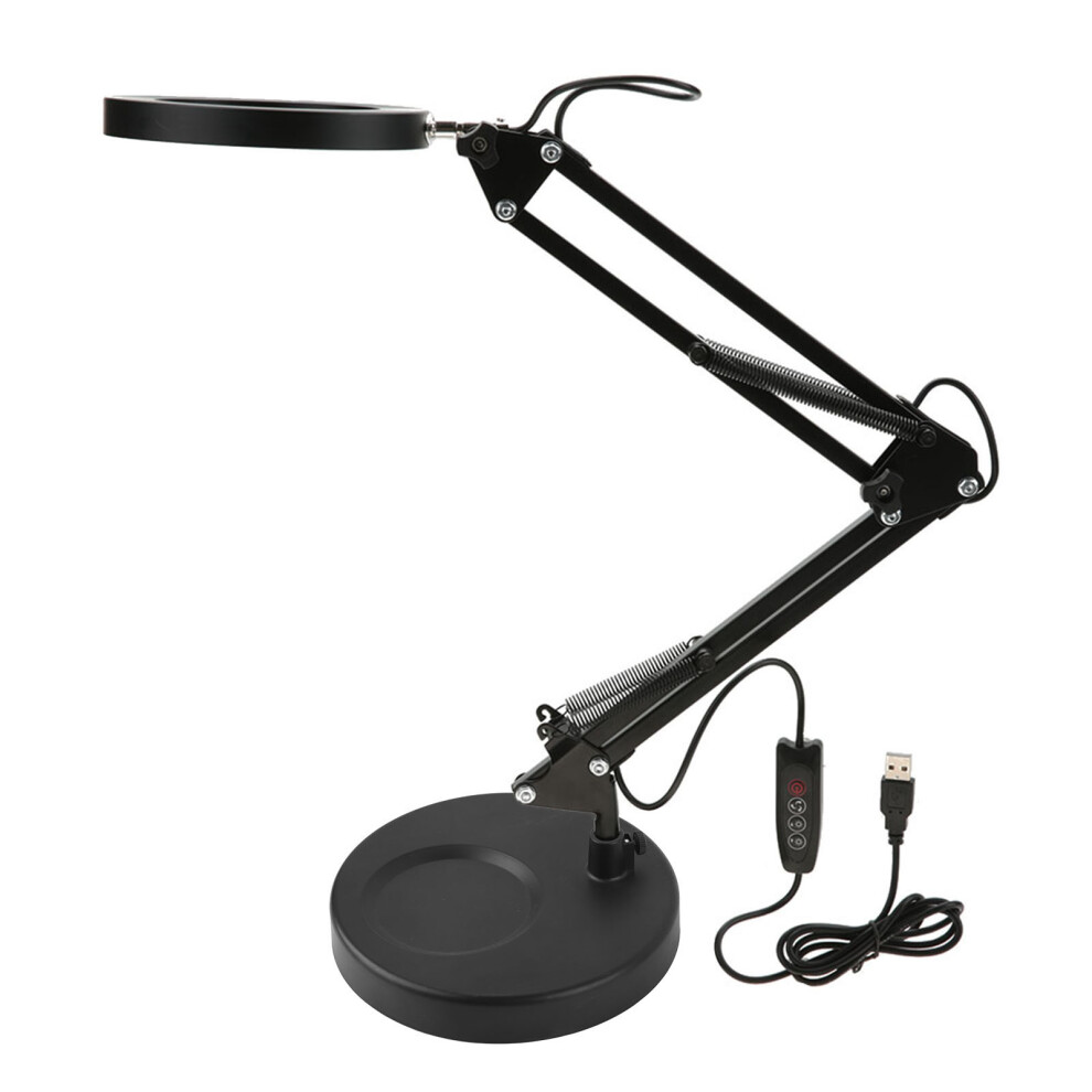 Lighted Magnifying Glass Desk Lamp, 10X Magnification Flexible Adjustment 2 In 1 Desk Lamp With Clamp 3 Color Modes Stepless Dimmable Real Glass Lens