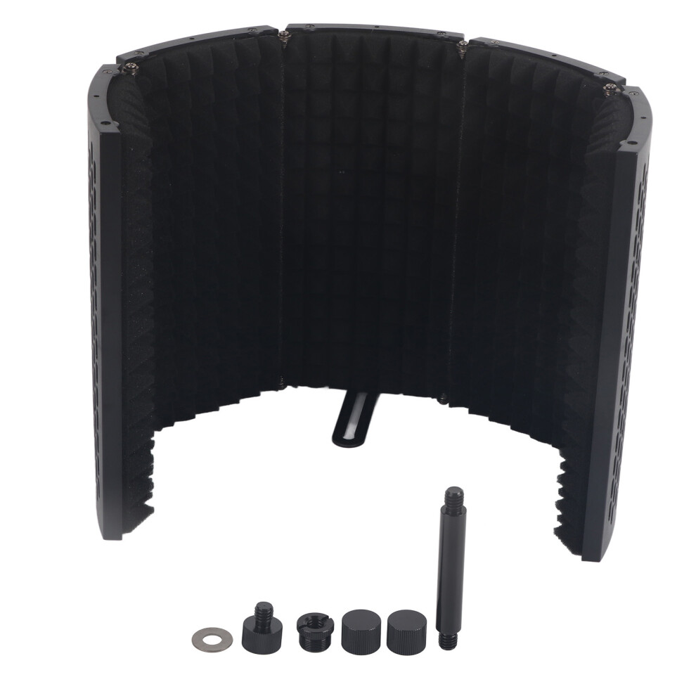 Soundproofing Microphone Isolation Shield With Acoustic Foam Front, Premium Steel Construction Triple Sound Insulation Filter For Studio Recording, 9482828851063