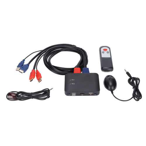 Kvm Switch With Audio Support, Plug And Play Functionality, Widely Used In Office, Teaching, Entertainment, And Information Platforms, Keyboard