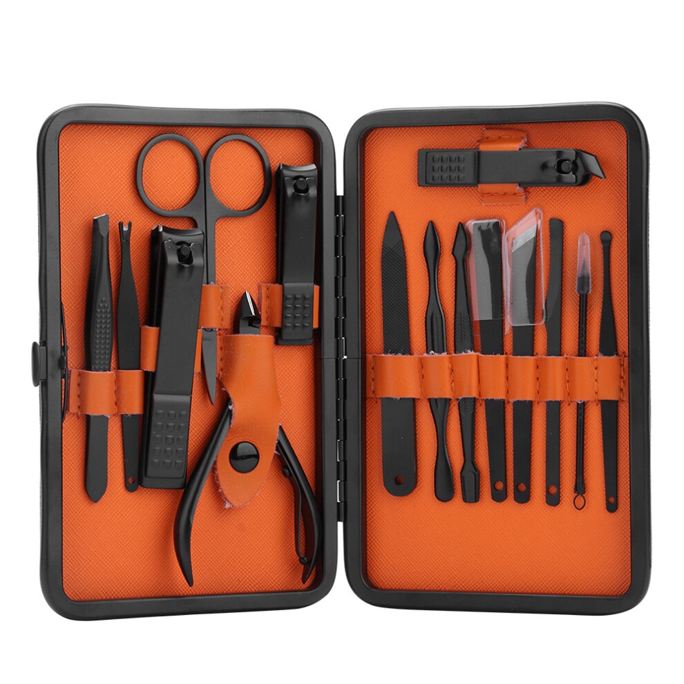 Manicure Pedicure Grooming Kit, Stainless Steel Personal Hygiene Tools With Elegant Case, Non Slip Anti Rust High Hardness LED Light & Scissors
