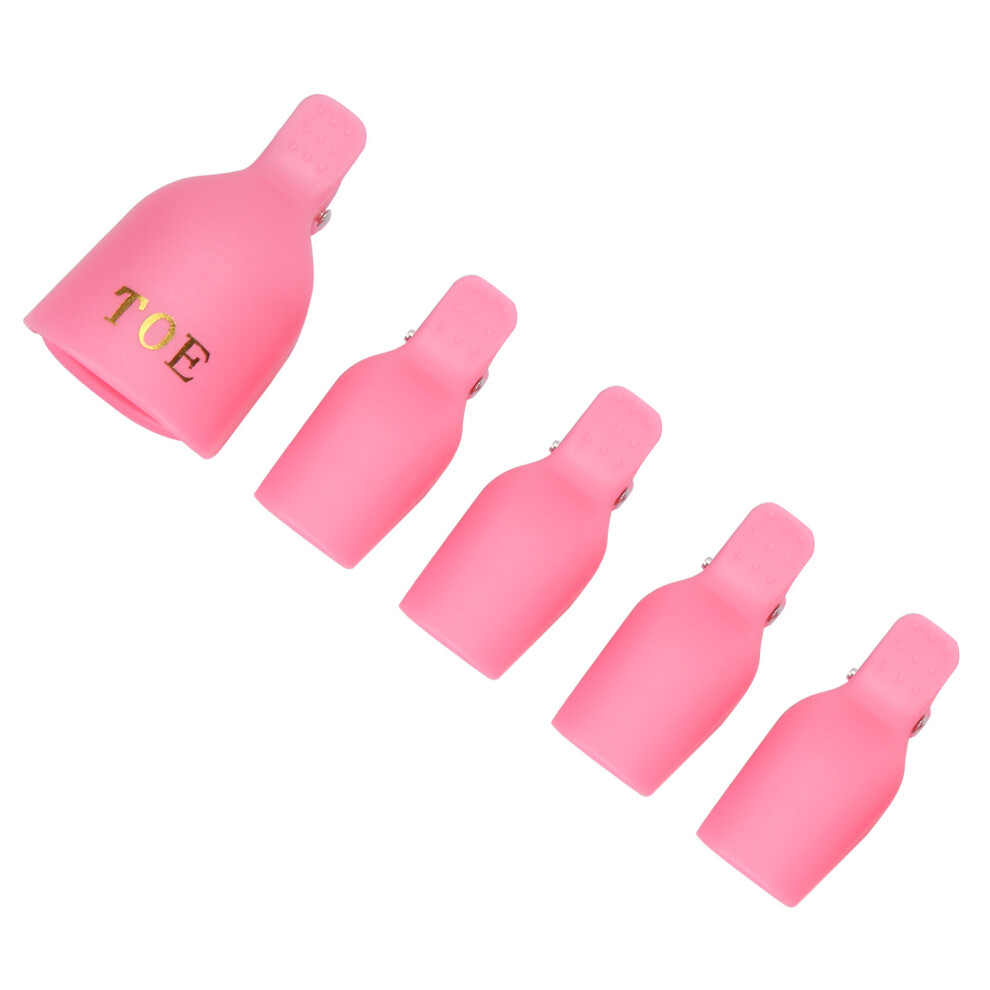Pink 5Pcs Gel Polish Remover Clips, Reusable Nail Soak Off Wraps