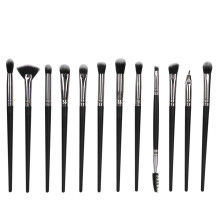 Ensemble de 12 pinceaux de maquillage pour les yeux avec manche en plastique et poils doux, comprenant des outils pour eyeliner et correcteur pour un