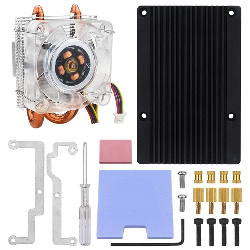ICE Tower Fan V2 Thinner RGB Low-Profile CPU Cooler U-Shaped Copper Tube Fins for 5 Pi5 ,Horizontal