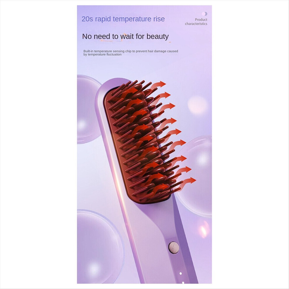 Rechargeable Hot Comb Cordless Hair Brush Straightener Heat Pressing Combs Electric Anti Burn Fast Heating-A