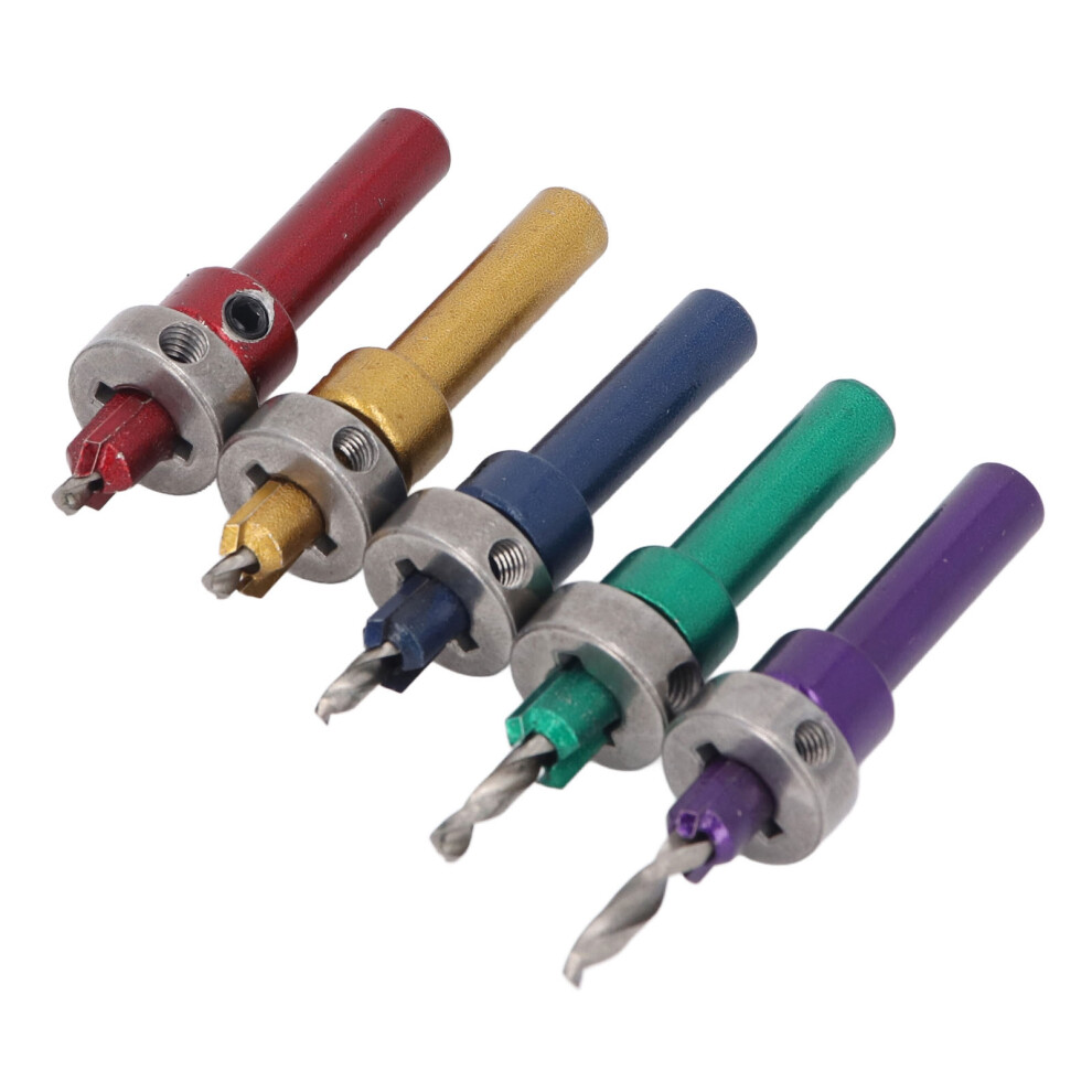 5Pcs Countersink Drill Bit Set For Woodwork Alloy Steel Depth Stop Accurate 5081378525550