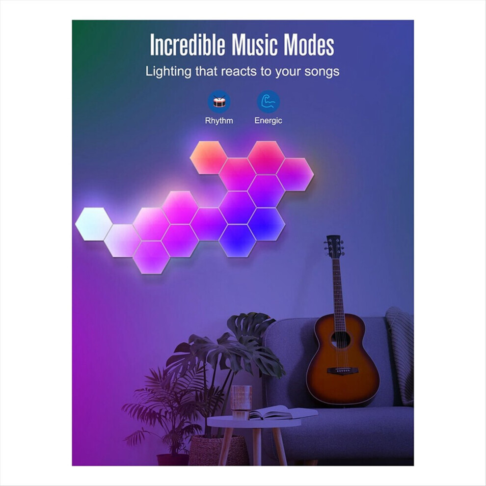 Light Rgb Smart Board Hexagonal Lamp Indoor Atmosphere Wall Voice Control App Night For Game Room(B)