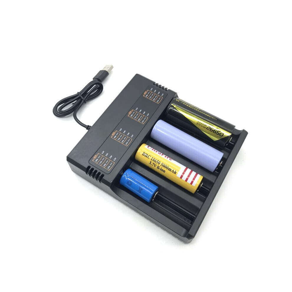 Light 4 Slots Smart 18650 Charger Lithium Battery Universal Usb For Rechargeable