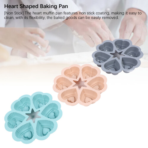 3 Pcs Heart Silicone Cake Pan Set, Non-Stick, Flexible Baking Molds 2