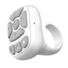 Scroll Ring Wireless Finger Scrolling For Phones Page Turner And Home Video Remote Bluetooth 5.3 White