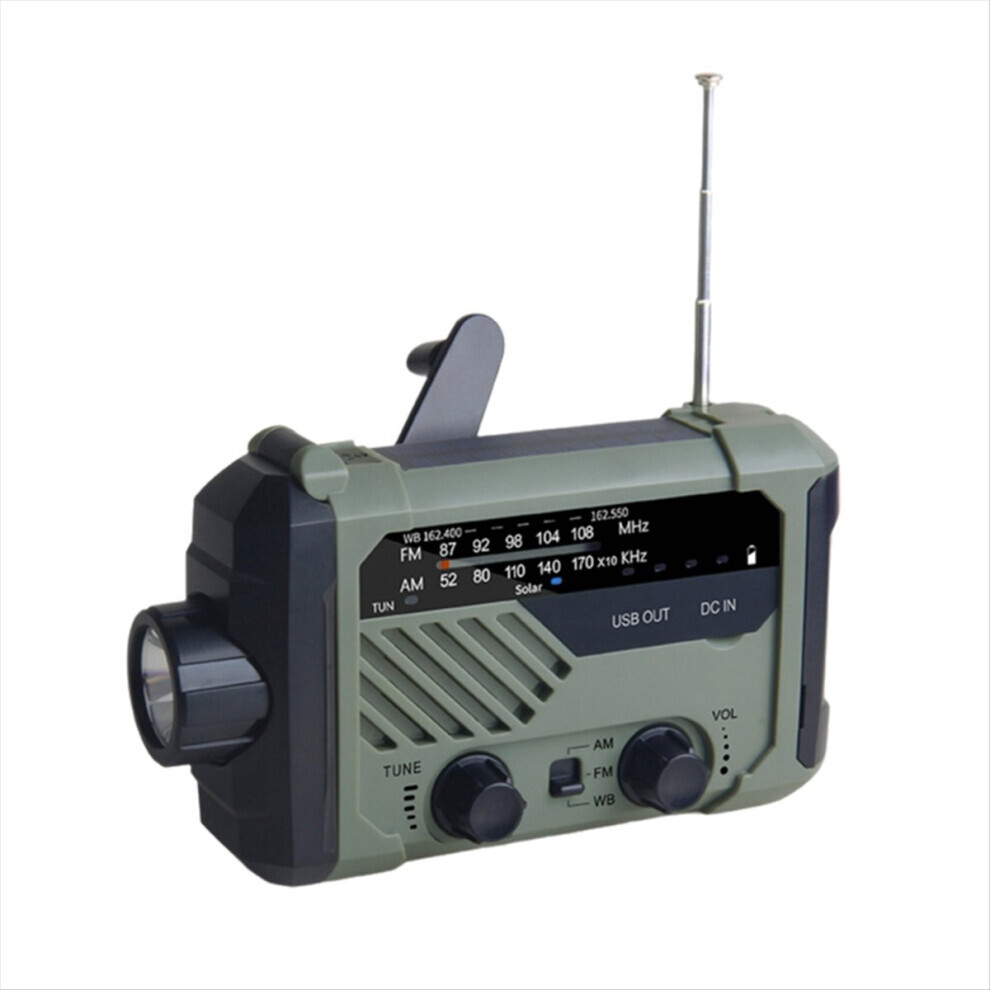 Multi-Function Solar Emergency Radio with AM/FM Bands Large Flashlight Hand-Crank Generator Portable Cell Phone Charger