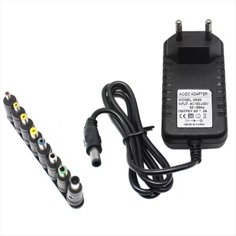 DC 6V 2A Power Supply Adapter Charger AC 100V-240V Plug Converter with 8-Port Connector EU