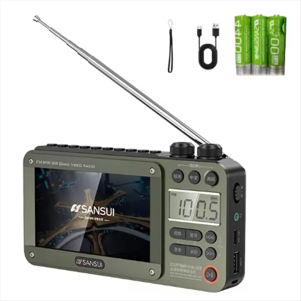 Green F50 Portable Fm Radio Video Display Wireless Bluetooth Speakers Tf Card Slot Mp4 Music Player E-Book