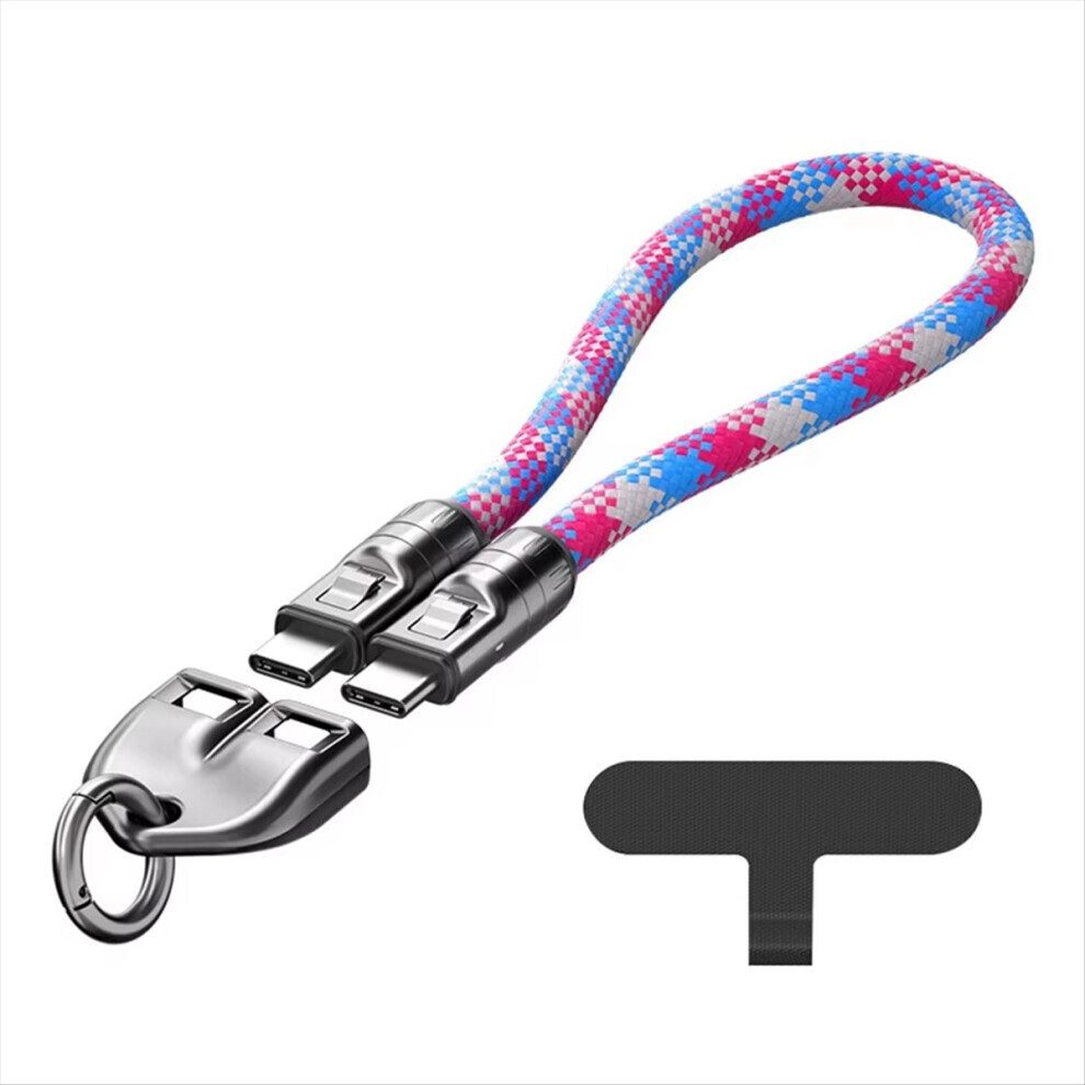 Pink 2 In 1 240W Pd3.1 Data Cable Portable Phone Lanyard Type C To Fast Charging Cord,